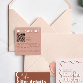 Modern Retro Blekt Terrakotta RSVP QR-kod Kort