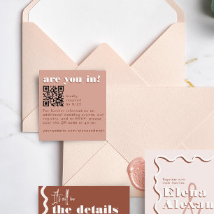 Modern Retro Blekt Terrakotta RSVP QR-kod Kort