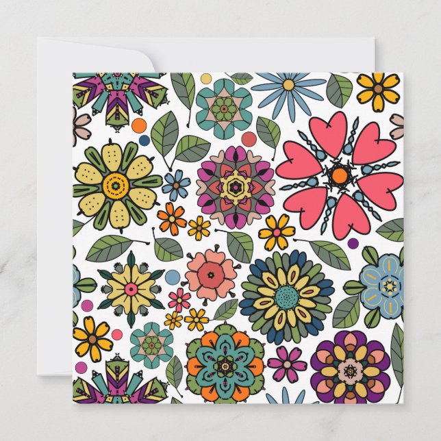 Modern Retro Blommigt Teckning Sömlös Mönster Art Kort (Framsida)