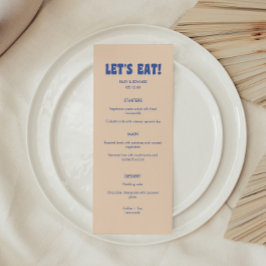 Modern Retro Blue & Beige Låt oss Eat! Bröllop Meny