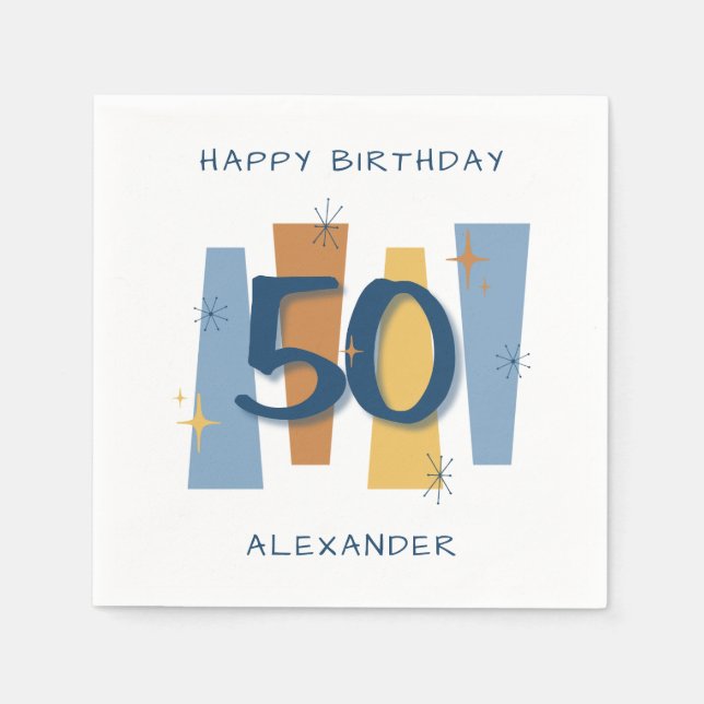 Modern Retro Blue från 1900-årsjubileum Pappersservett (Framsidan)