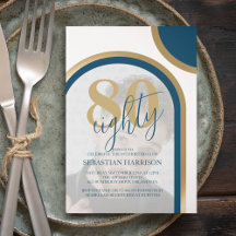Modern Retro Blue och Guld födelsedag