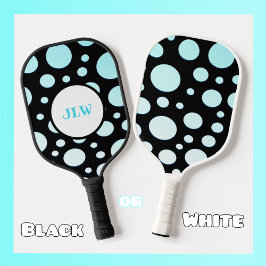 Modern Retro Blue Polka-punkter på svart