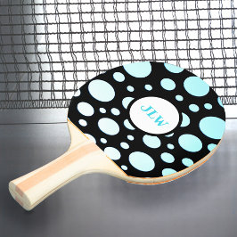 Modern Retro Blue Polka-punkter på svart Pingisracket