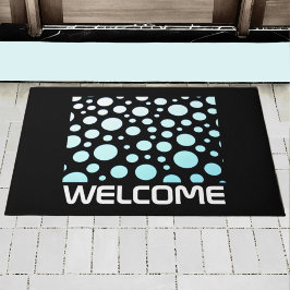 Modern Retro Blue & White Ombre Polka dots Black