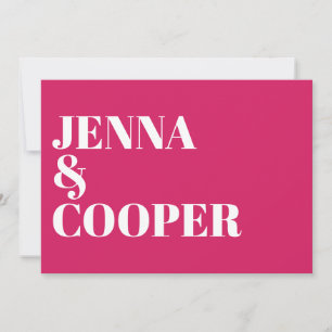 Modern Retro Bold Typography Magenta Bröllop Inbjudningar