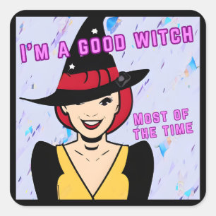 Modern Retro Bra Witch Meme Färg Pop Art Fyrkantigt Klistermärke