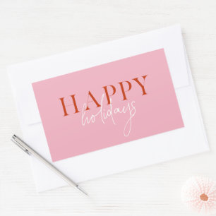Modern Retro Bright Colorful Rosa Script Helgdag Rektangulärt Klistermärke