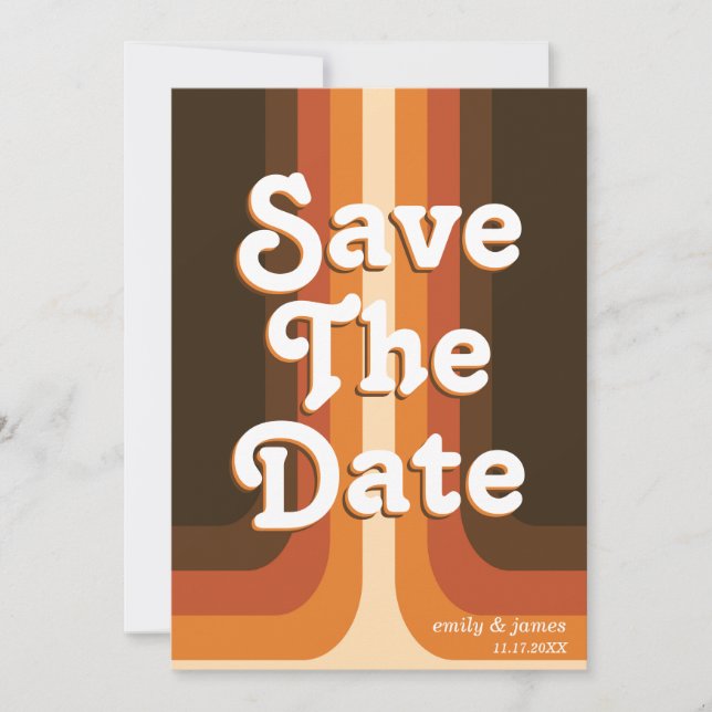 Modern Retro Bröllop spara datum Spara Datumet (Framsida)