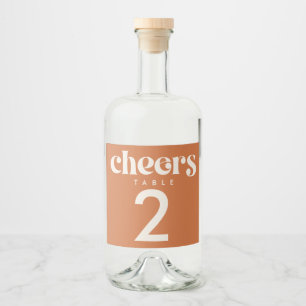 Modern Retro Bröllops Bordnummer Spritflaskor Etikett