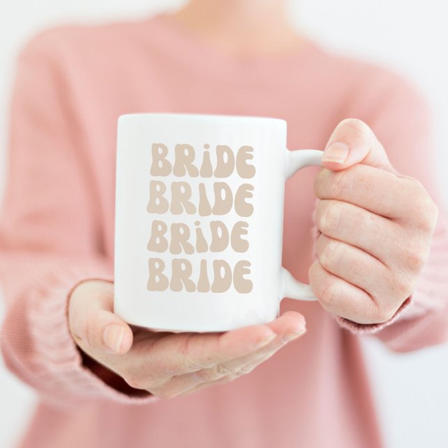 Modern Retro Brud Spenarbröllopsfest Vintage Kaffemugg (Modern Retro Bride Bachelorette Party Vintage Mug for the bride on her bridal shower)