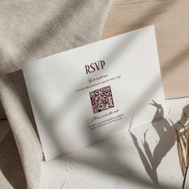 Modern Retro Burgundy Wedding QR Code RSVP Tilläggskort