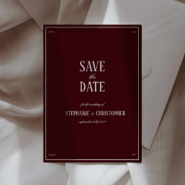 Modern Retro Burgundy Wedding Save the date Inbjudningar