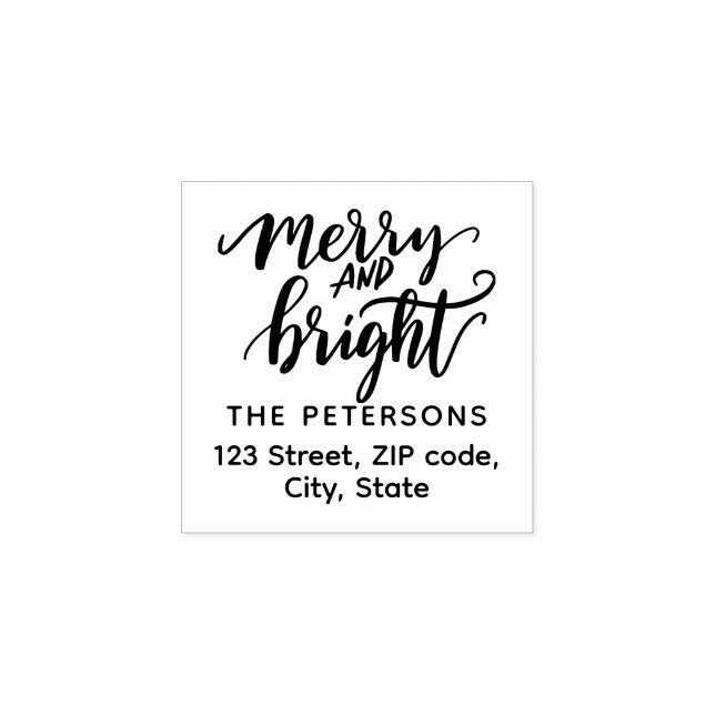 Modern Retro Calligraphy Merry och Bright Stämpel (Tryck)
