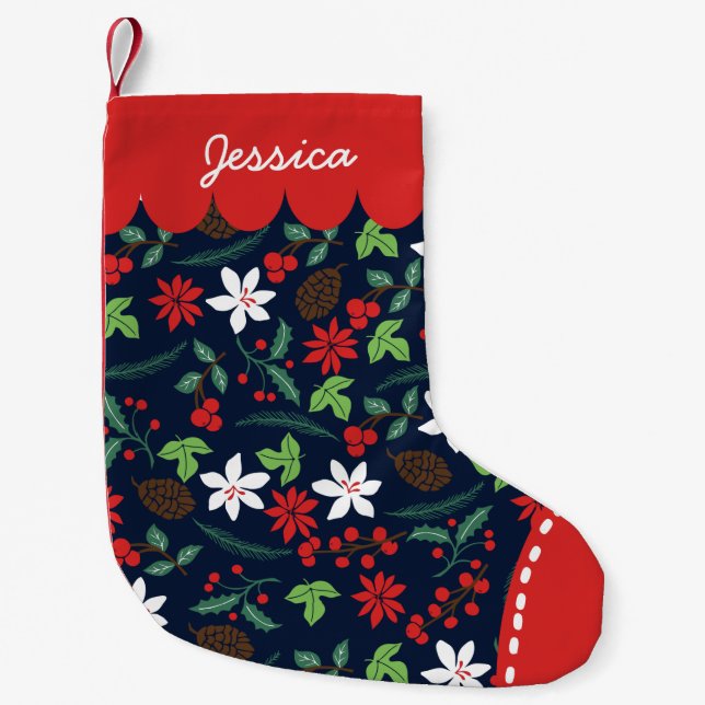 Modern Retro chic mönsterhelgdagarpersonlig Liten Julstrumpa (Framsidan)