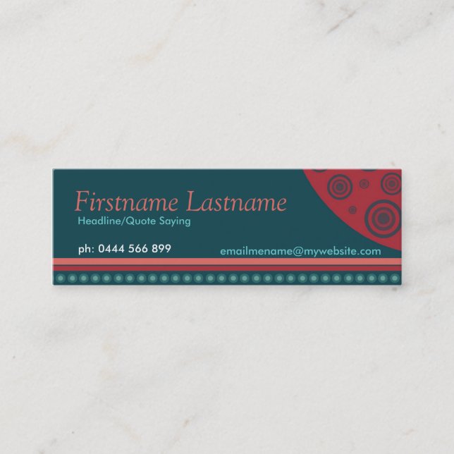 Modern Retro Circle Rand Mini Affärskort Mini Visitkort (Framsida)