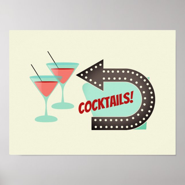 Modern Retro Cocktails Home Pub Poster (Framsidan)