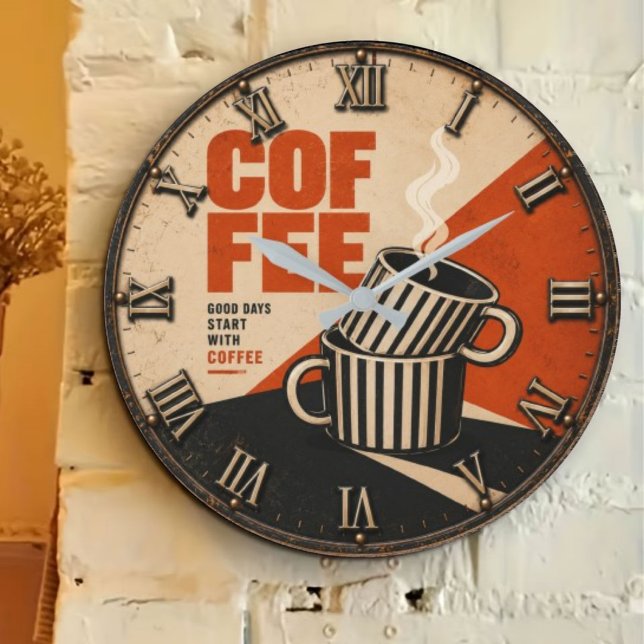 Modern Retro Coffee Stor Klocka (Skapare uppladdad)