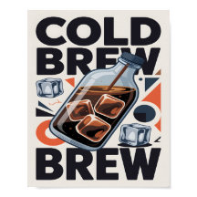 Modern Retro Cold Brew Coffee Art Print Poster