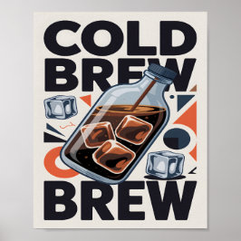 Modern Retro Cold Brew Coffee Art Print Poster