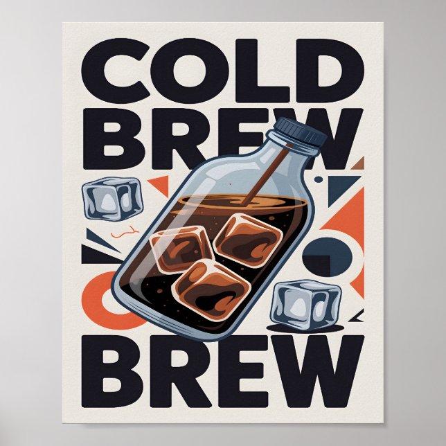 Modern Retro Cold Brew Kaffe Konsttryck Poster (Framsidan)