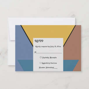 Modern Retro Colorful Abstrakt Art Deco Bröllop OSA Kort