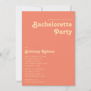 Modern Retro Coral Bachelorette Party Inbjudningar