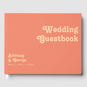 Modern Retro Coral Bröllop Guestbook Gästböcker