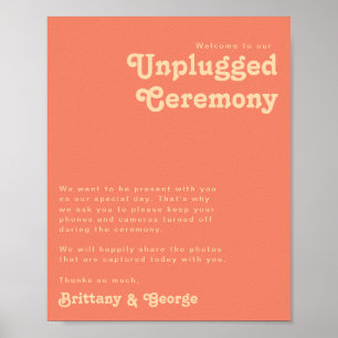Modern Retro   Coral Unplugged Ceremony Poster