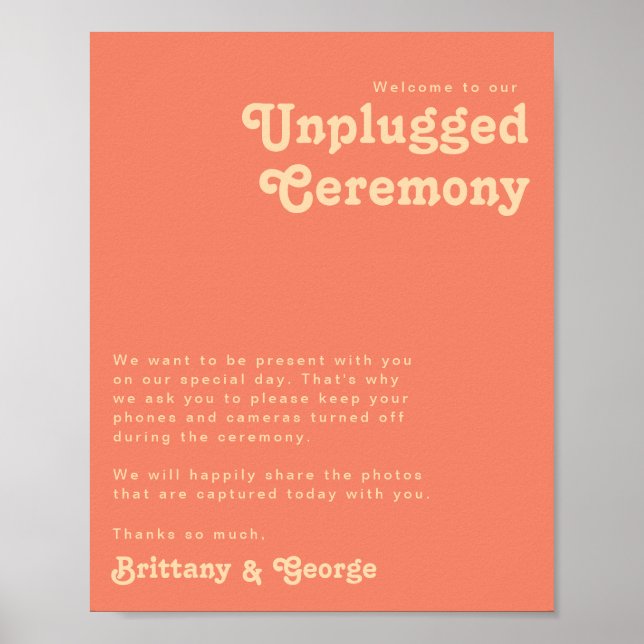 Modern Retro | Coral Unplugged Ceremony Poster (Framsidan)