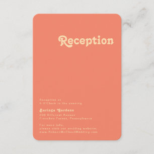 Modern Retro Coral Wedening Reception Rundad Kant Tilläggskort