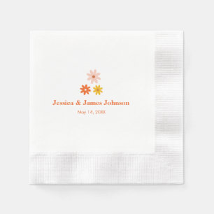 Modern Retro Daisy Par Namn Bröllop Napkins Pappersservett