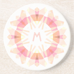 Modern Retro Deco Monogram Initial Rosa Whimsy Underlägg