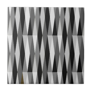Modern Retro Diamond Black White Grått i mitten av Kakelplatta