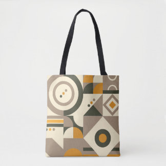 Modern Retro Earth Tone Geometric Shopping bag Tygkasse