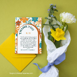 Modern Retro-Elegant Bright Bold Blommigt Bröllop Tack Kort
