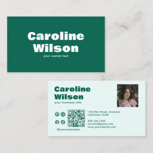 Modern Retro Emerald Professionell Photo QR-kod Visitkort