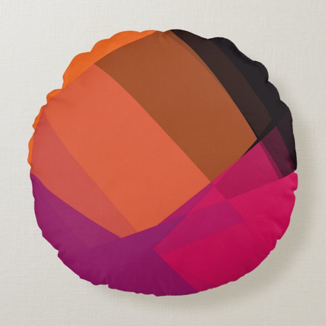 Modern Retro Färg Geometric #22 Rund Kudde (Framsidan)