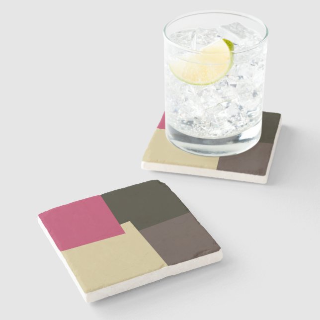 Modern Retro Färg Geometric #39 Stenunderlägg (Sidan)