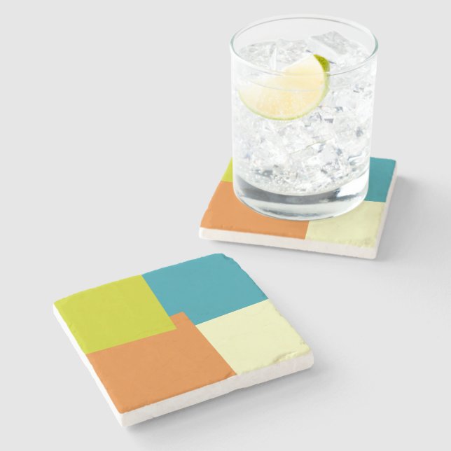 Modern Retro Färg Geometric #40 Stenunderlägg (Sidan)