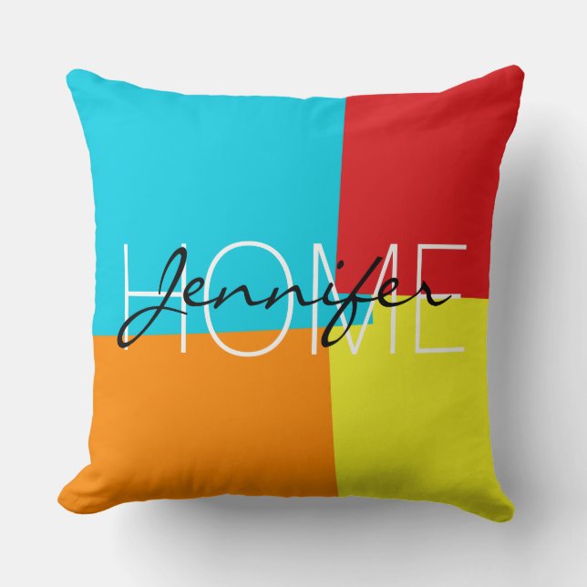 Modern Retro Färg Geometric Mönster #4 Kudde (Framsida)