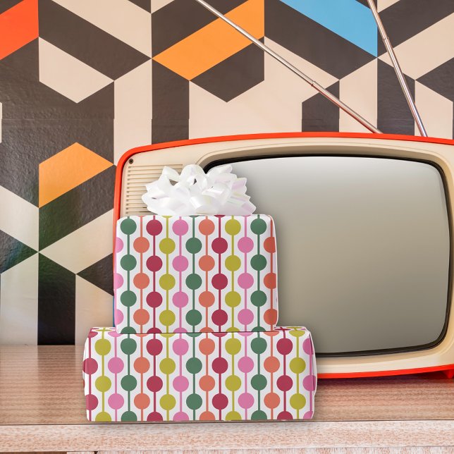 Modern Retro-Färg-julen, mönstrad Presentpapper (Skapare uppladdad)