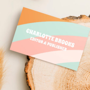 Modern Retro Färg Wave QR-kod Visitkort