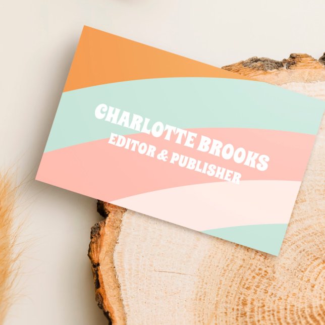 Modern Retro Färg Wave QR-kod Visitkort (Skapare uppladdad)