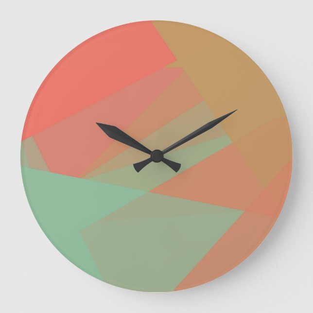 Modern Retro Färger Geometric #13 Stor Klocka (Framsida)
