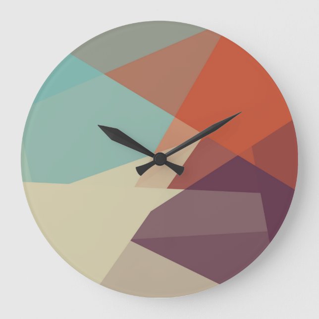 Modern Retro Färger Geometric #24 Stor Klocka (Framsida)