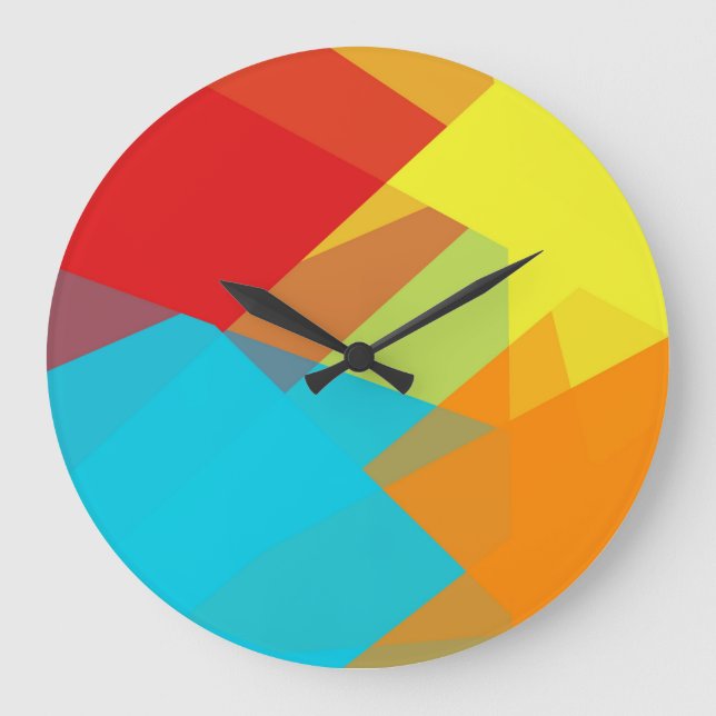 Modern Retro Färger Geometric #27 Stor Klocka (Framsida)