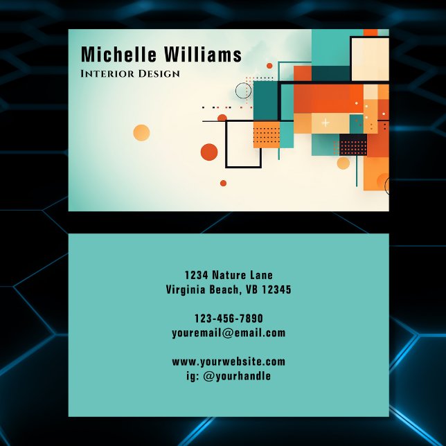Modern Retro-färgfull geometrisk Visitkort (Modern Retro Colorful Geometric Business Card)