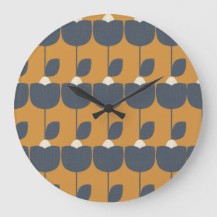 Modern Retro Flowers: Scandinavian Geometric. Stor Klocka