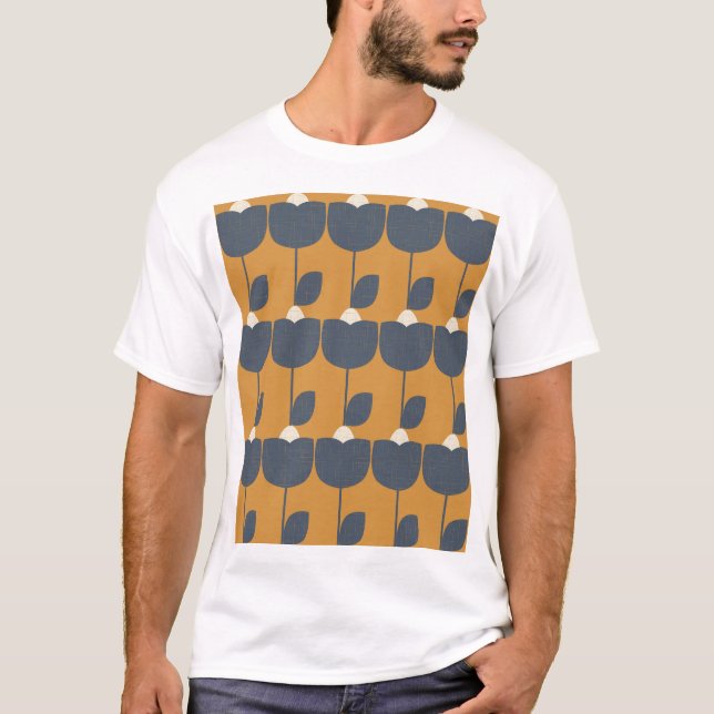 Modern Retro Flowers: Scandinavian Geometric. T Shirt (Framsida)
